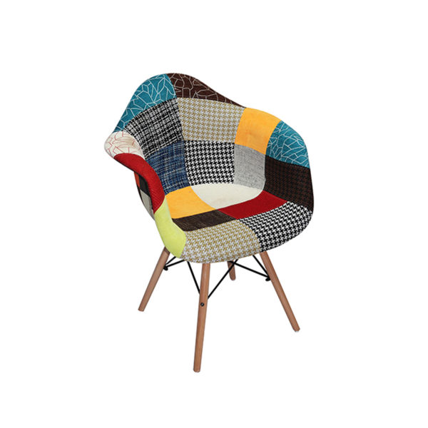 Zach Fabric Patched Multi colored patchwork Chair.