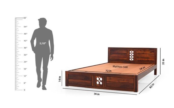 Aduba King Size Bed Without Storage in Sheesham Wood