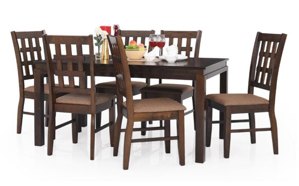 Ajim 4 Seater Solid Wood Dining Set with Cushioned Chairs