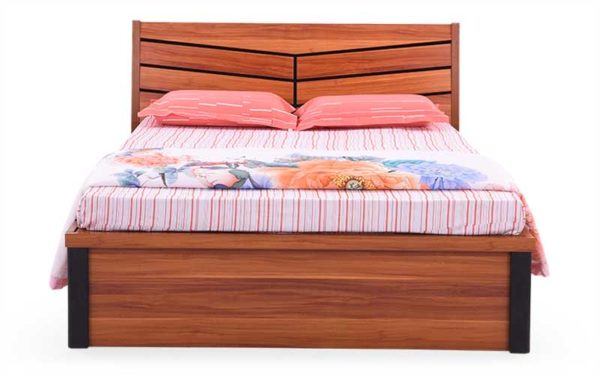 Asriel King Size Bed With Hydraulic Storage and Melamine Finish