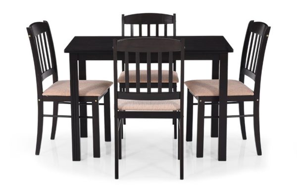Shiya 4 Seater Solid Wood Dining Set with Cushioned Chairs