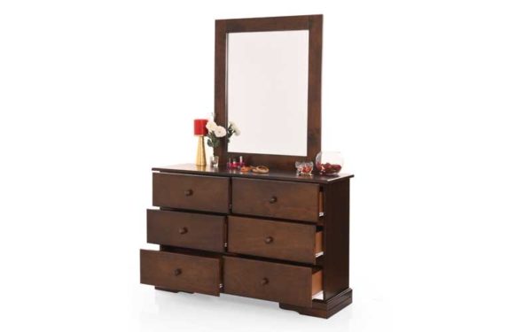 Frida Dresser With Storage and Mirror in Solidwood