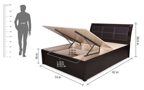 Hera King Size Bed With Hydraulic Storage and Melamine Finish