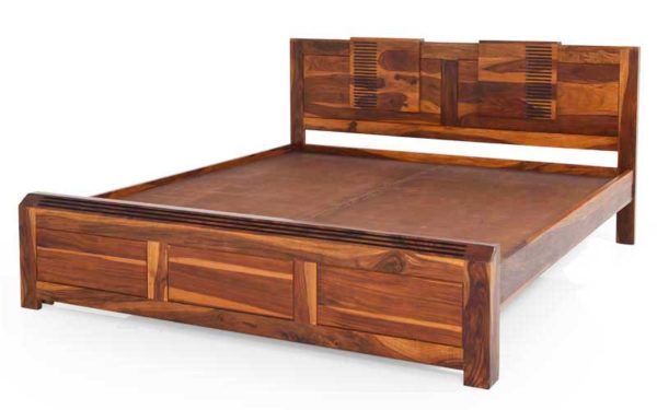 Jesse Queen Size Bed Without Storage in Sheesham Wood