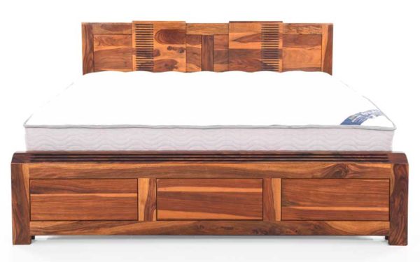Jesse Queen Size Bed Without Storage in Sheesham Wood