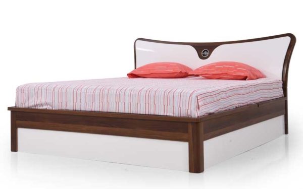 Lin Queen Size Bed with Hydraulic Storage in High Gloss Finish