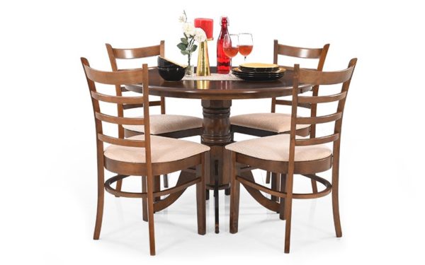 Mamu 4 Seater Solid Wood Dining Set with Cushioned Chairs