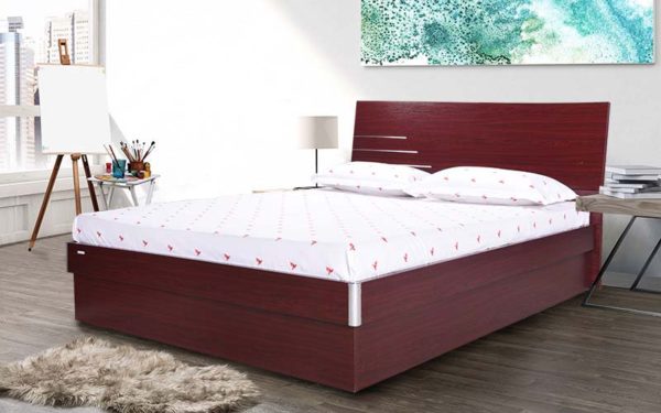Nesta Queen Size Bed with Hydraulic Storage and Melamine Finish