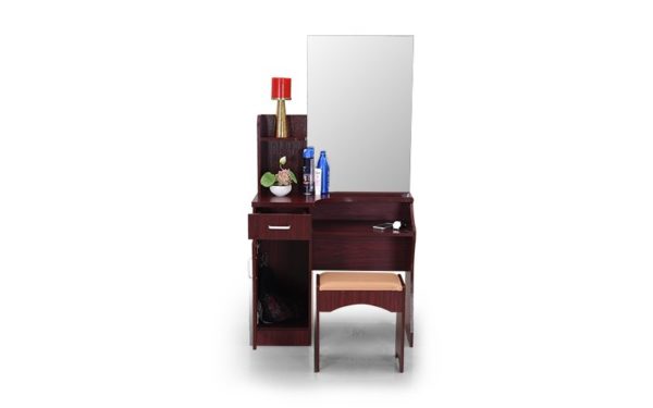Nesta Dresser with Cushioned Stool Storage and Mirror in Melamine Finish