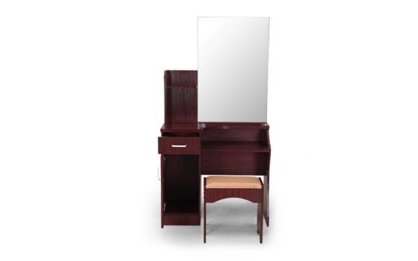 Nesta Dresser with Cushioned Stool Storage and Mirror in Melamine Finish