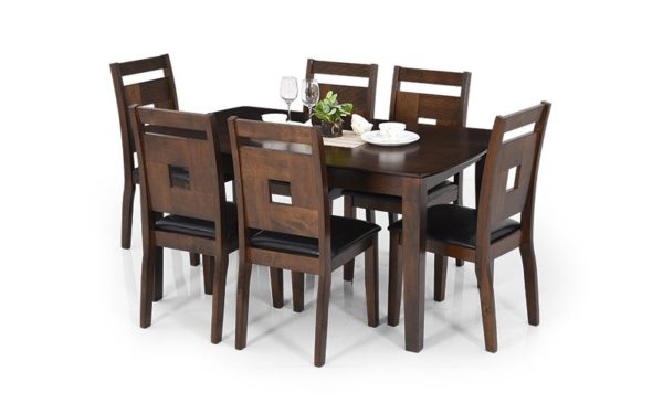 Rafy 6 Seater Solid Wood Dining Set with Cushioned Chairs
