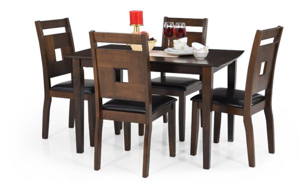 Rafy 4 Seater Solid Wood Dining Set with Cushioned Chairs
