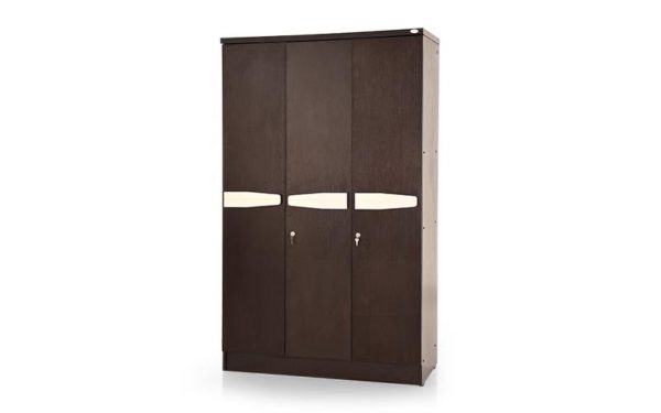 Carne 3 Door Wardrobe with Safety Lock and Melamine Finish