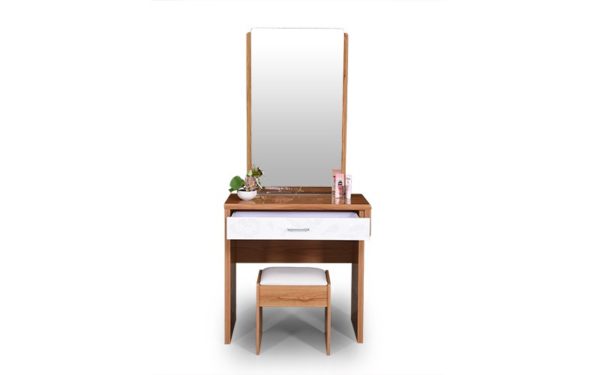 Dafne Dresser With Cushioned Stool Storage and Mirror in High Gloss Finish
