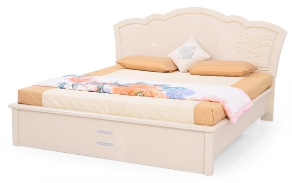 Keen King Size Bed With Hydraulic Storage and High Gloss Pearl Finish