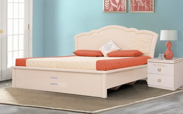 Keen King Size Bed With Hydraulic Storage and High Gloss Pearl Finish