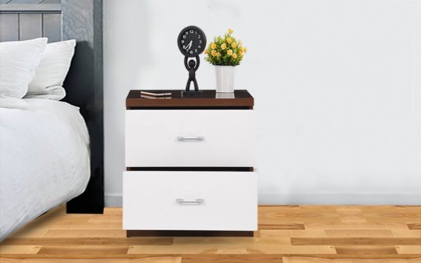 Lin Bed Side Table with Drawers in High Gloss Finish