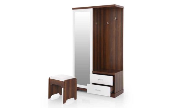 Lin Dresser with Full Length Mirror and Storage in High Gloss Finish