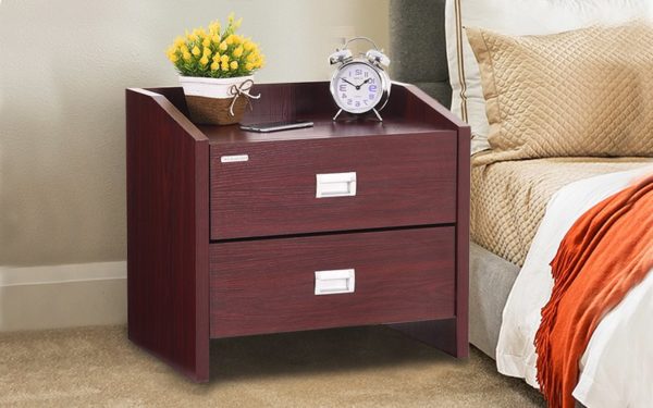 Nesta Bed Side Table with Drawers in Melamine Finish