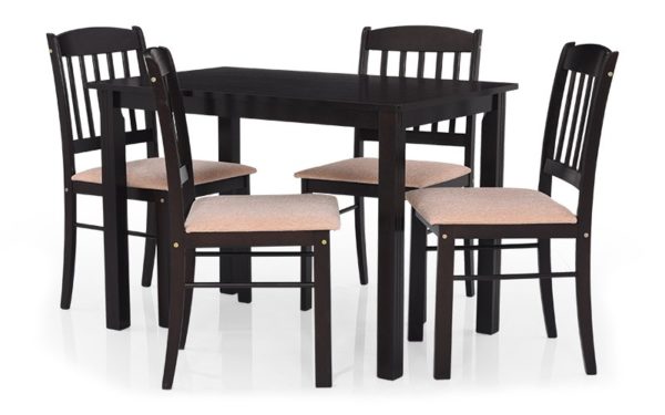 Shiya 4 Seater Solid Wood Dining Set with Cushioned Chairs