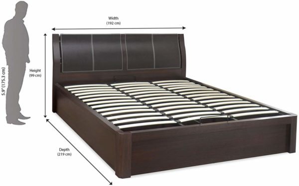 Antonia King Size Bed with Storage in Walnut Finish by Nilkamal