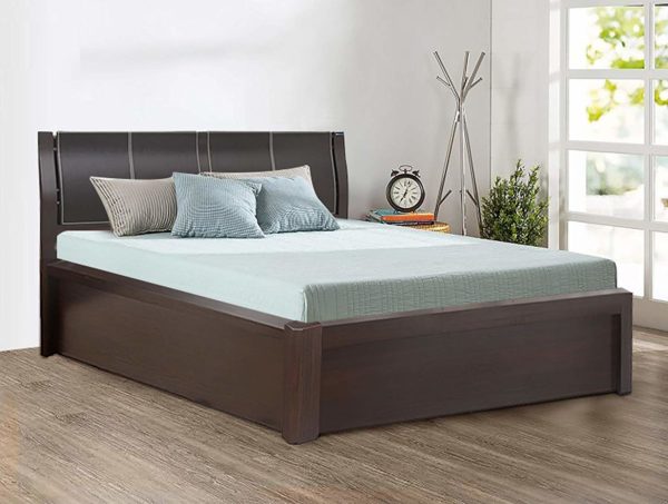 Antonia King Size Bed with Storage in Walnut Finish by Nilkamal