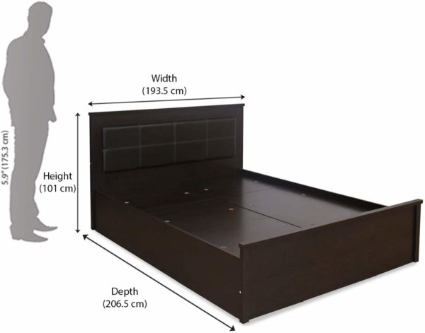 Crysta King Size Bed with Storage in Wenge Finish by Nilkamal
