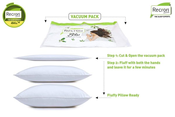Recron Certified Bliss Fibre Pillow - 43 cm x 69 cm, White