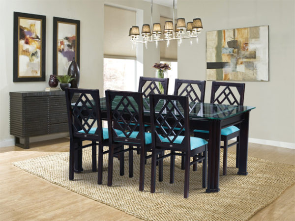 Lucas 6 Seater Mahogany Wood Dining Set (6*3.5ft)
