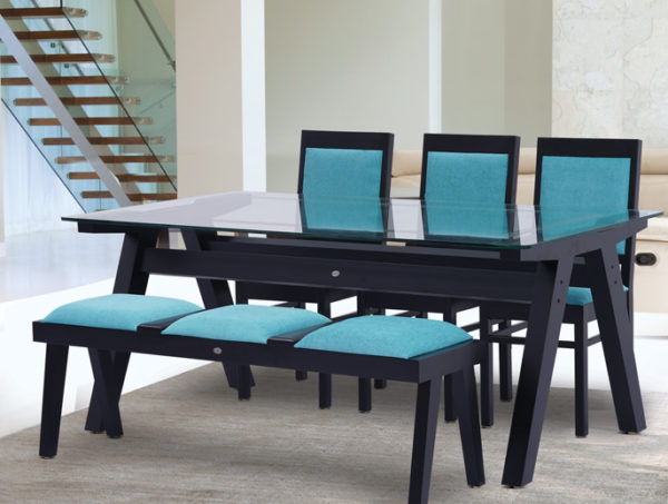 Billy 6 Seater Teak Wood Dining Set With Bench(5*3ft)
